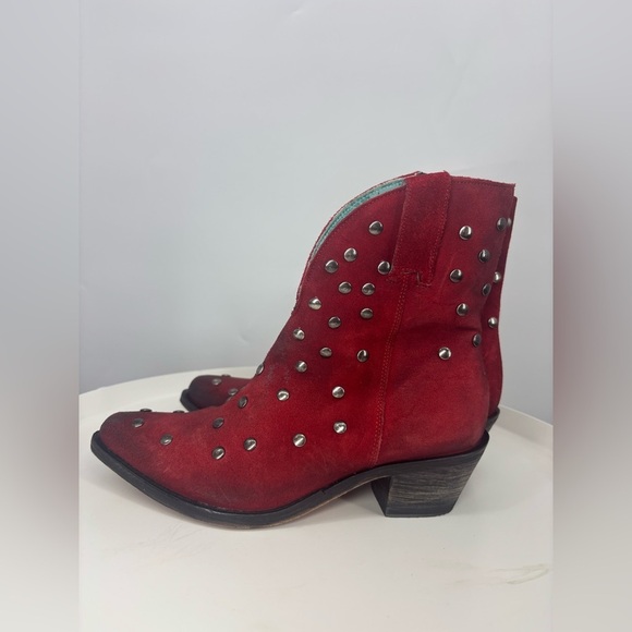 NWOB Corral Red Suede Studded Booties 6.5 - Picture 2 of 8